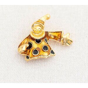 Vintage Golden Clown Brooch - A13